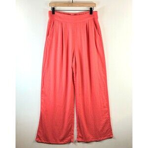 Abercrombie Fitch Women Pants Pink Pleated Linen Ultra Wide Leg Tailored Medium